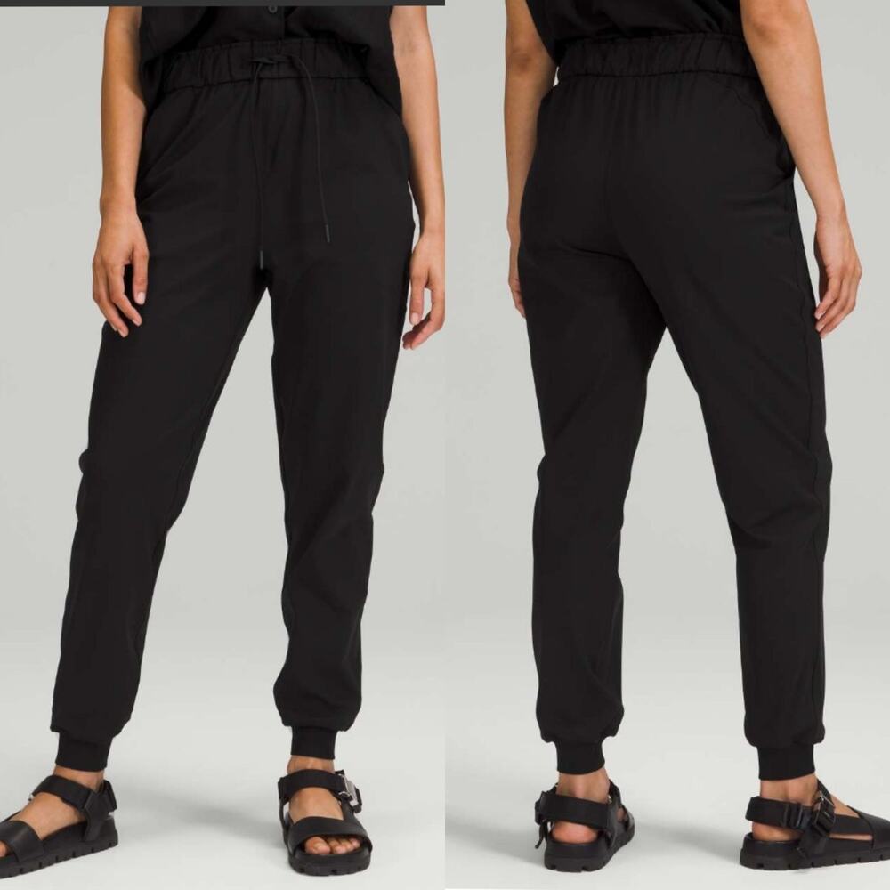 Lululemon Sz 6 Stretch High-Rise Jogger Pants Luxtreme Nulu Black Pockets W5DQDS